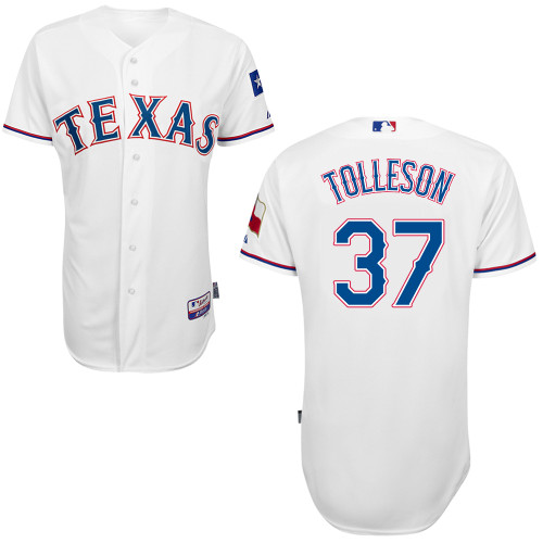 Shawn Tolleson #37 MLB Jersey-Texas Rangers Men's Authentic Home White Cool Base Baseball Jersey